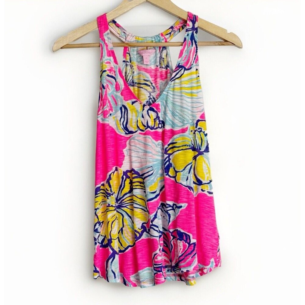 Lilly Pulitzer Swept By The Tide Minka Halter Top XS Vibrant Pink Summer Flowy